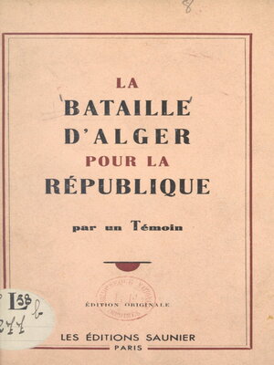cover image of La bataille d'Alger pour la République